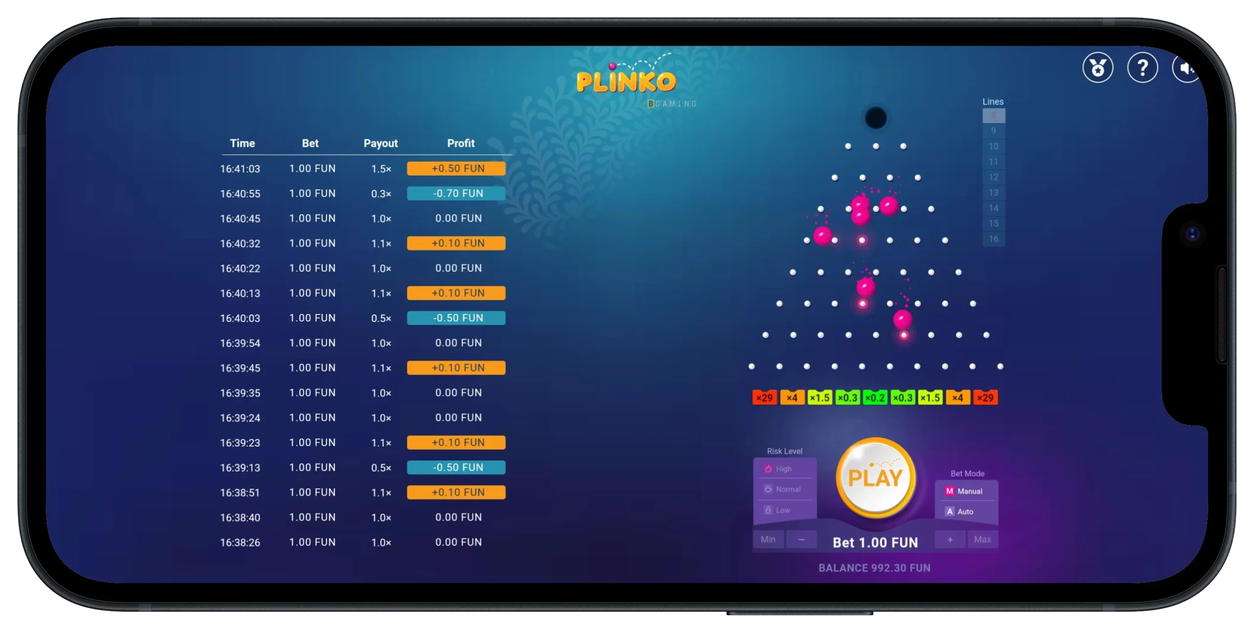 Game Plinko App Mobile gameplay.