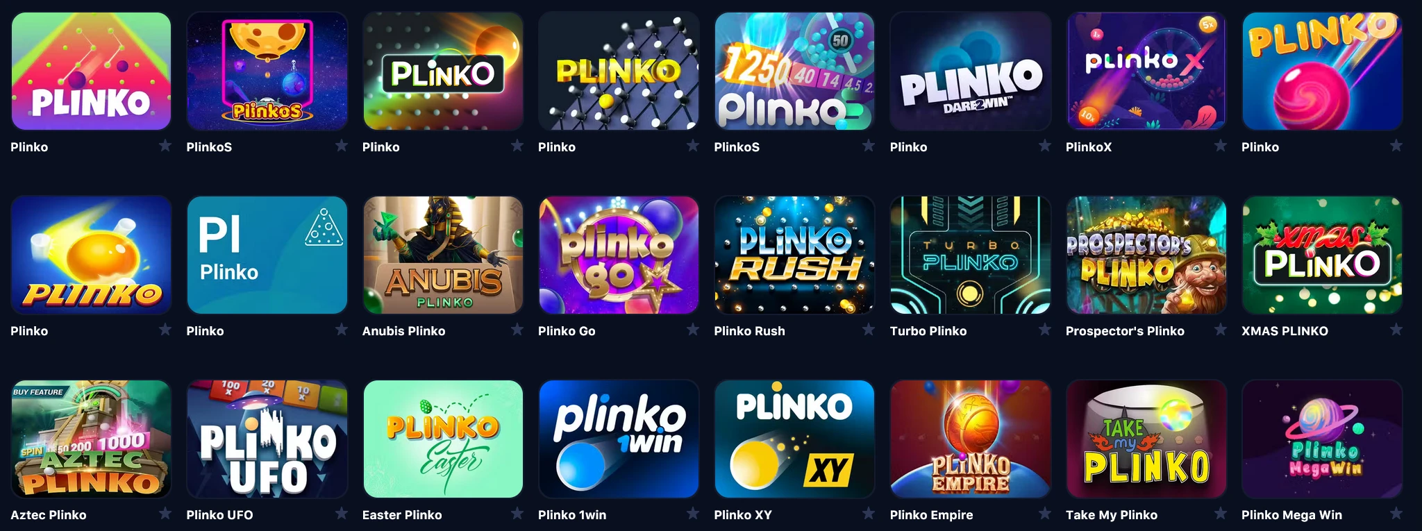 Plinko Game casino providers and variants.